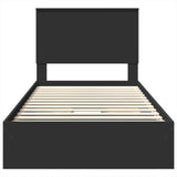 Storage Bed with Headboard Black 100 x 200 cm Engineered Wood 3411237