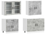 Kitchen Unit LUCCA 8 pcs Concrete Grey Engineered Wood 3438470