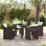 Garden Dining Set with Cushion 5 pcs Brown Poly Rattan 3379984