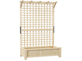 Raised Bed with Drainage Holes, Wood Planter with Trellis for Climbing Plants to Grow Vegetables, T3398P310880