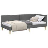 Corner Bed Frame with Headboard Dark Grey 80 cm x 200 cm Velvet 42016174