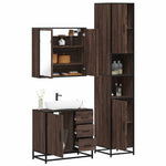 ZNTS 3 Piece Bathroom Furniture Set Brown Oak Engineered Wood 3301079