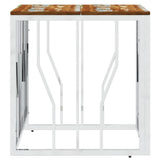 Coffee Table Silver Stainless Steel and Solid Wood Reclaimed 350048