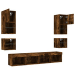 8 Piece TV Wall Units with LED Smoked Oak Engineered Wood 3216594