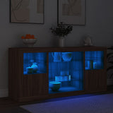 Sideboard with LED Lights Brown Oak 142.5x37x67 cm 3209092