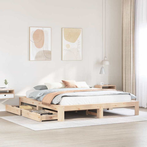 Bed Frame without Mattress 200x200 cm Solid Wood Pine 3308987