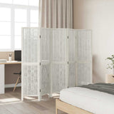 Room Divider 5 Panels White Solid Wood Paulownia 358677