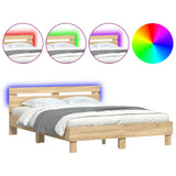 Bed Frame with LED without Mattress Sonoma Oak 140x200 cm 3207548