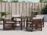 Garden Chairs with Cushions 4 pcs Brown Poly Rattan 364952