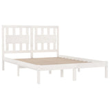 Bed Frame White Solid pine wood Double Sleek Bed Frame 3103914