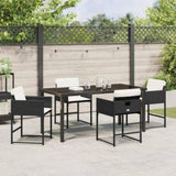 Garden Dining Set with Cushion 5 pcs Black Poly Rattan 3380006