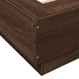 Bed Frame with LED Lights without Mattress Brown Oak 135x190cm 3281139