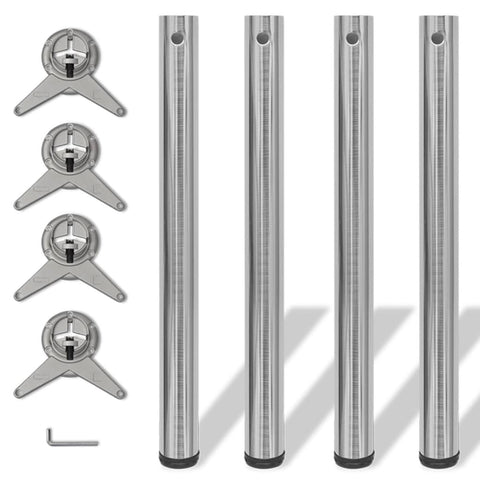 4 Height Adjustable Table Legs Brushed Nickel 710 mm 242136
