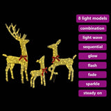 Reindeer Family 3 pcs Warm white 68 x 26 x 127 cm Fabric 42019054