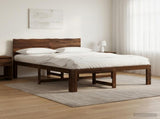 Double Bed Frame with Headboard ROSTOCK Dark Brown 140 x 200 cm 3405446