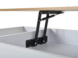 95 x 46 x 45 cm height-adjustable coffee table features two cabinet doors .White with natural wood N605P453407W