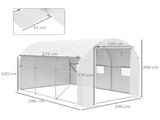 296 x 196cm Steel Frame Polytunnel Greenhouse - White T3398P323768