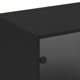 Bookcase with Doors Black 204x37x75 cm Engineered Wood 3206532