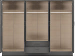 ZNTS Nevada 6 Door 2 Drawer Mirrored Wardrobe 100-101-139