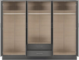 ZNTS Nevada 6 Door 2 Drawer Mirrored Wardrobe 100-101-139