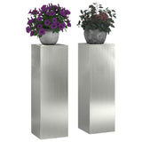 Plant Stand 2 pcs Silver 24 x 24 x 75 cm Galvanised steel 865825