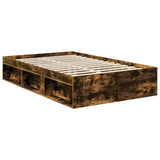 Bed Frame Smoked Oak 120 x 200 cm Solid Pine Wood 3409385