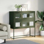 ZNTS Sideboard Olive Green 100.5x39x107 cm Cold-rolled Steel 853426