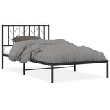 Metal Bed Frame without Mattress with Headboard Black 107x203cm 374433