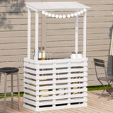 Outdoor Bar Table with Roof White 112.5x57x195.5 cm Solid Wood 832535