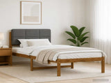 Bed Frame with Upholstered Headboard Natural and Light Grey 904455