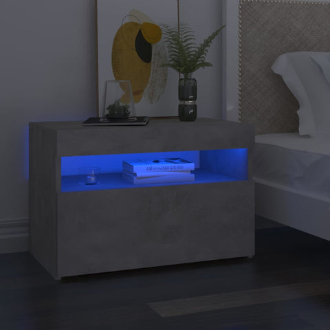 Bedside Cabinet & LED Lights 2 pcs Concrete Grey 60x35x40 cm 3082783