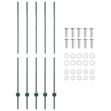 Embedded Fence Post 5 pcs Green 200 cm Powder-Coated Steel 42006270