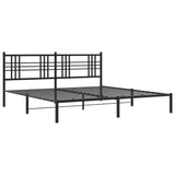 Metal Bed Frame without Mattress with Headboard Black 183x213cm 376329
