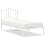 ZNTS Metal Bed Frame without Mattress with Headboard White 75x190cm 373828