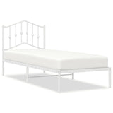ZNTS Metal Bed Frame without Mattress with Headboard White 75x190cm 373828