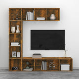 3 Piece Book/TV Cabinet Set Smoked Oak 180x30x180 cm 3152713
