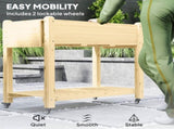 46 x 94cm Wooden Raised Planter, with Shelves - Natural Finish T3398P328509