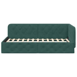 Corner Bed Frame with Headboard Dark Green 90 x 190 cm Velvet 42016525