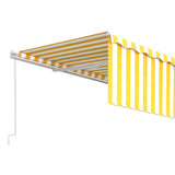 Manual Retractable Awning with Blind 5x3m Yellow&White 3069338