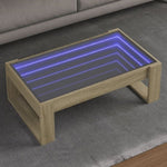 ZNTS Coffee Table with Infinity LED Sonoma Oak 90x53x30 cm 847639