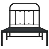 Bed Frame Black Powder-Coated Steel Single Industrial Bed Frame 352571