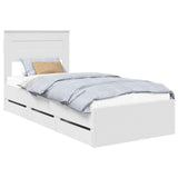 Bed Frame with Drawer White 90 x 200 cm Engineer Wood 3409878