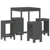 5 Piece Garden Bar Set Grey Solid Wood Pine 3157741