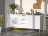 Sideboard with 3 Drawers and Adjustable Shelves for Living Room - White T3398P423858
