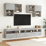 TV Wall Cabinet with LED Lights Concrete Grey 100x30x40 cm 837214