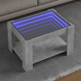 Coffee Table with LED Concrete Grey 73x53x45 cm Engineered Wood 847549