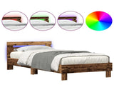 Bed Frame with LED Old Wood 90 x 200 cm Engineered Wood 863795