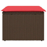 Garden Stool with Cushion Brown 55 x 55 x 37 cm Poly Rattan 366231