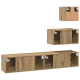 TV Cabinet Set Wall-mounted 4 pcs Artisan Oak Engineered Wood 3393437