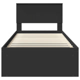 Bed Frame with Headboard Black 90 x 200 cm Solid Pine Wood 3410646